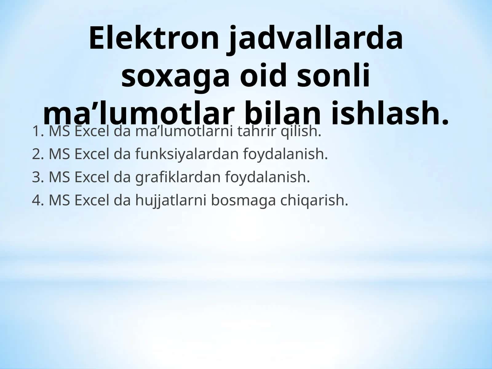 MS Excel da ma’lumotlarni tahrir qilish 1