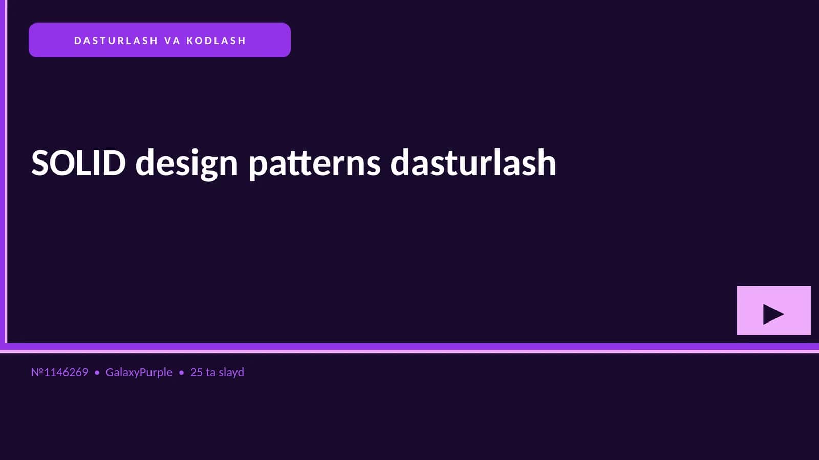 SOLID design patterns dasturlash 1