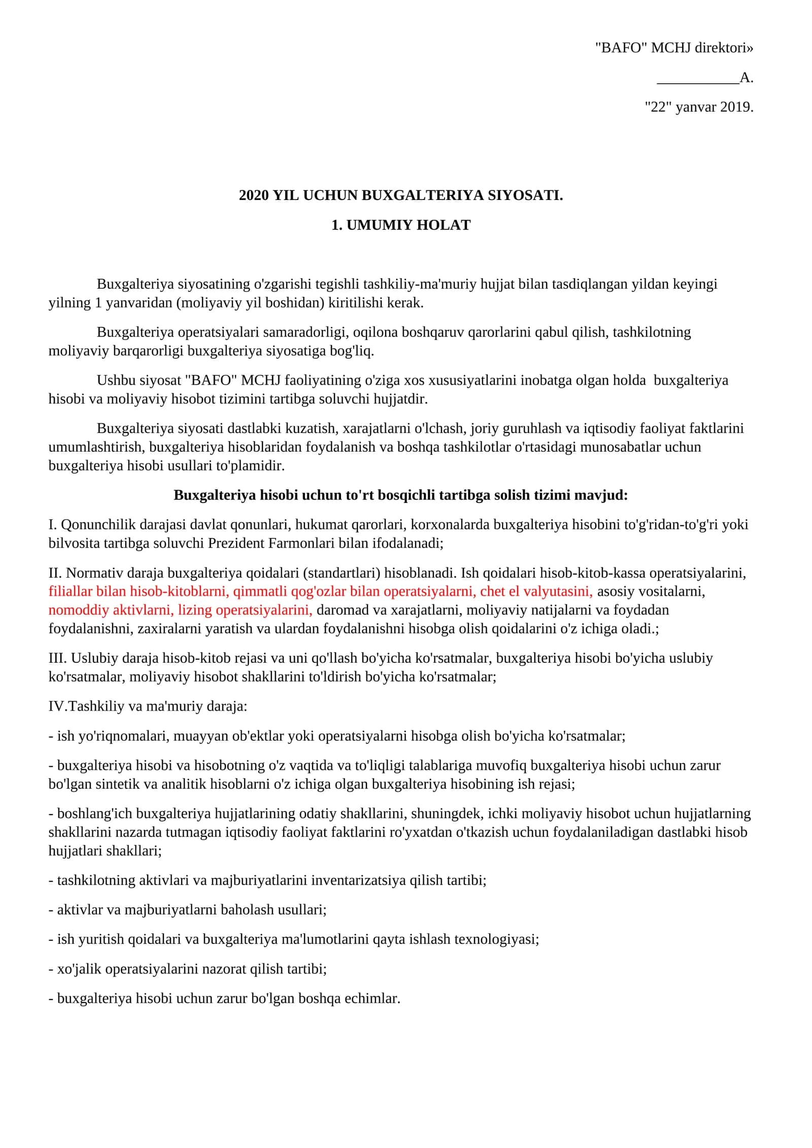 2020 YIL UCHUN BUXGALTERIYA SIYOSATI 1