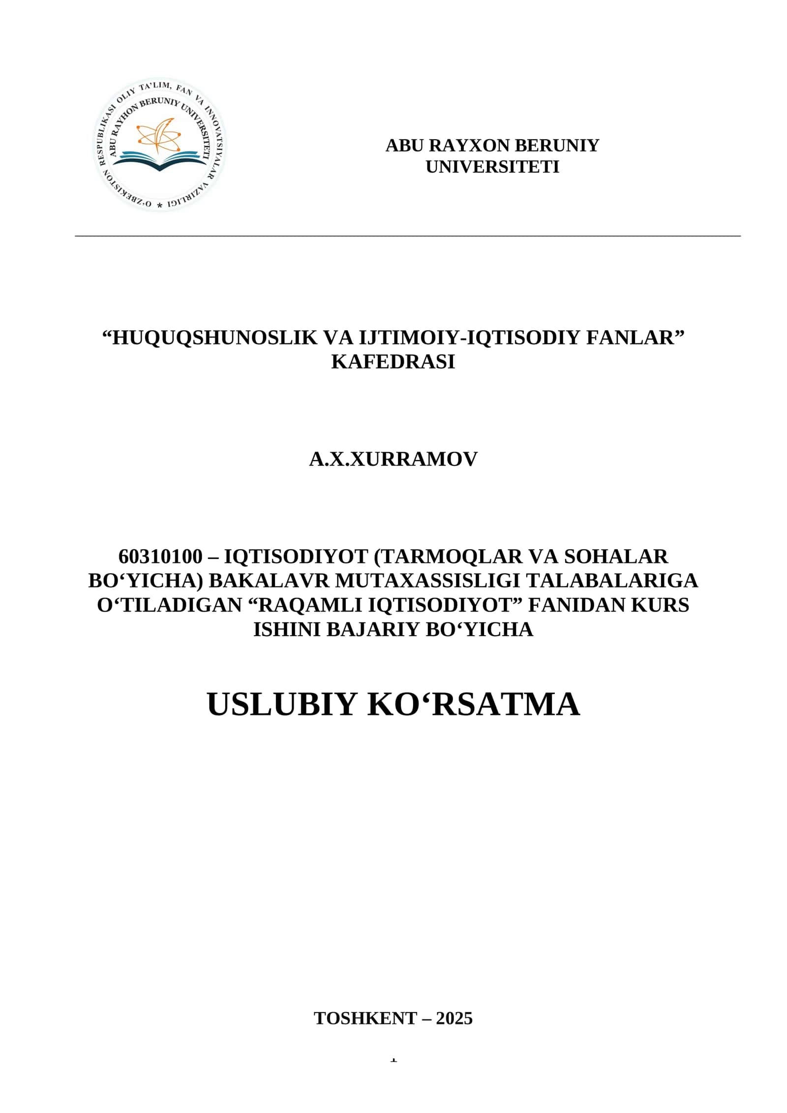 RAQAMLI IQTISODIYOT 1