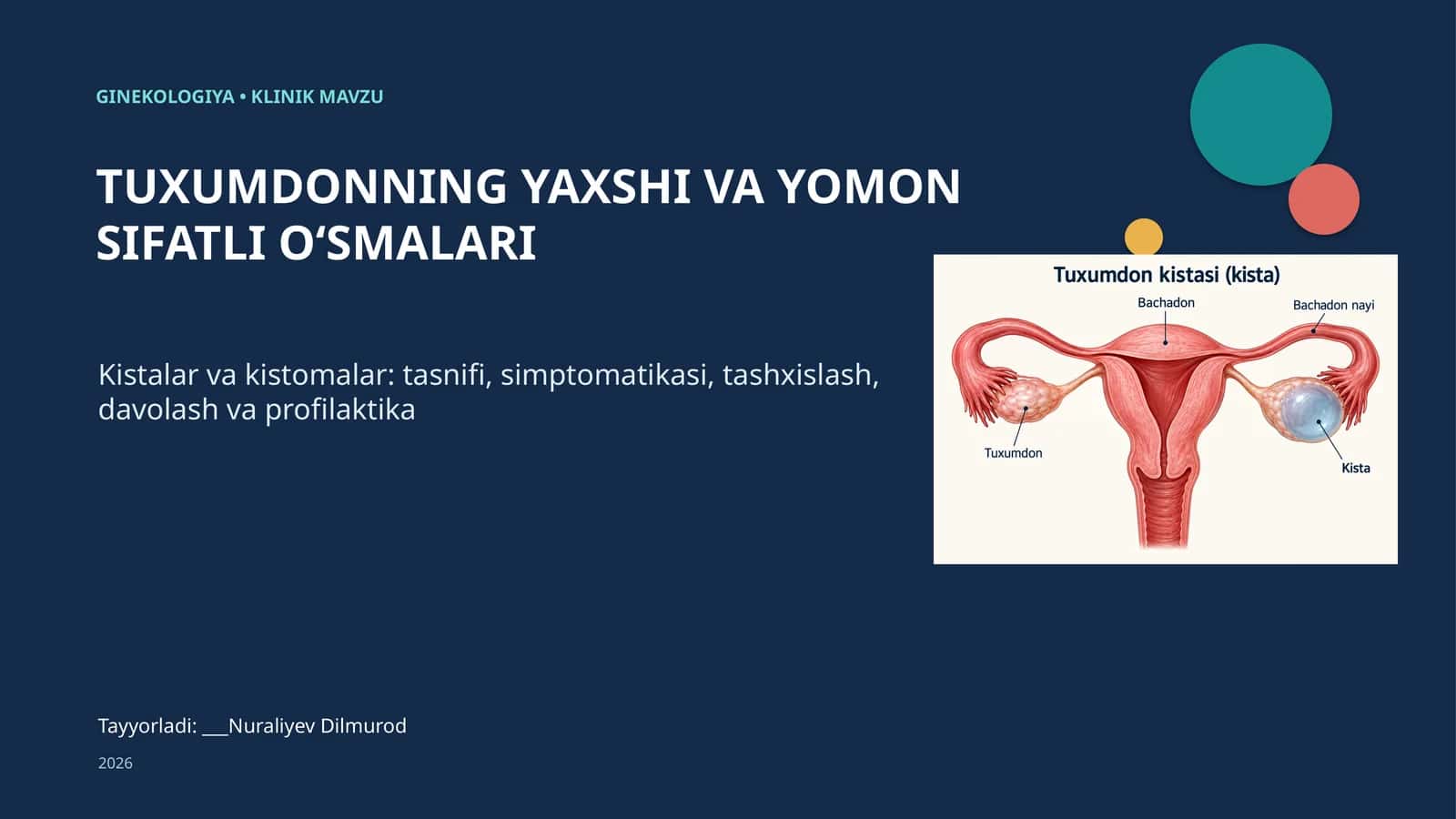 Tuxumdon kistalari va oʻsmalari 1