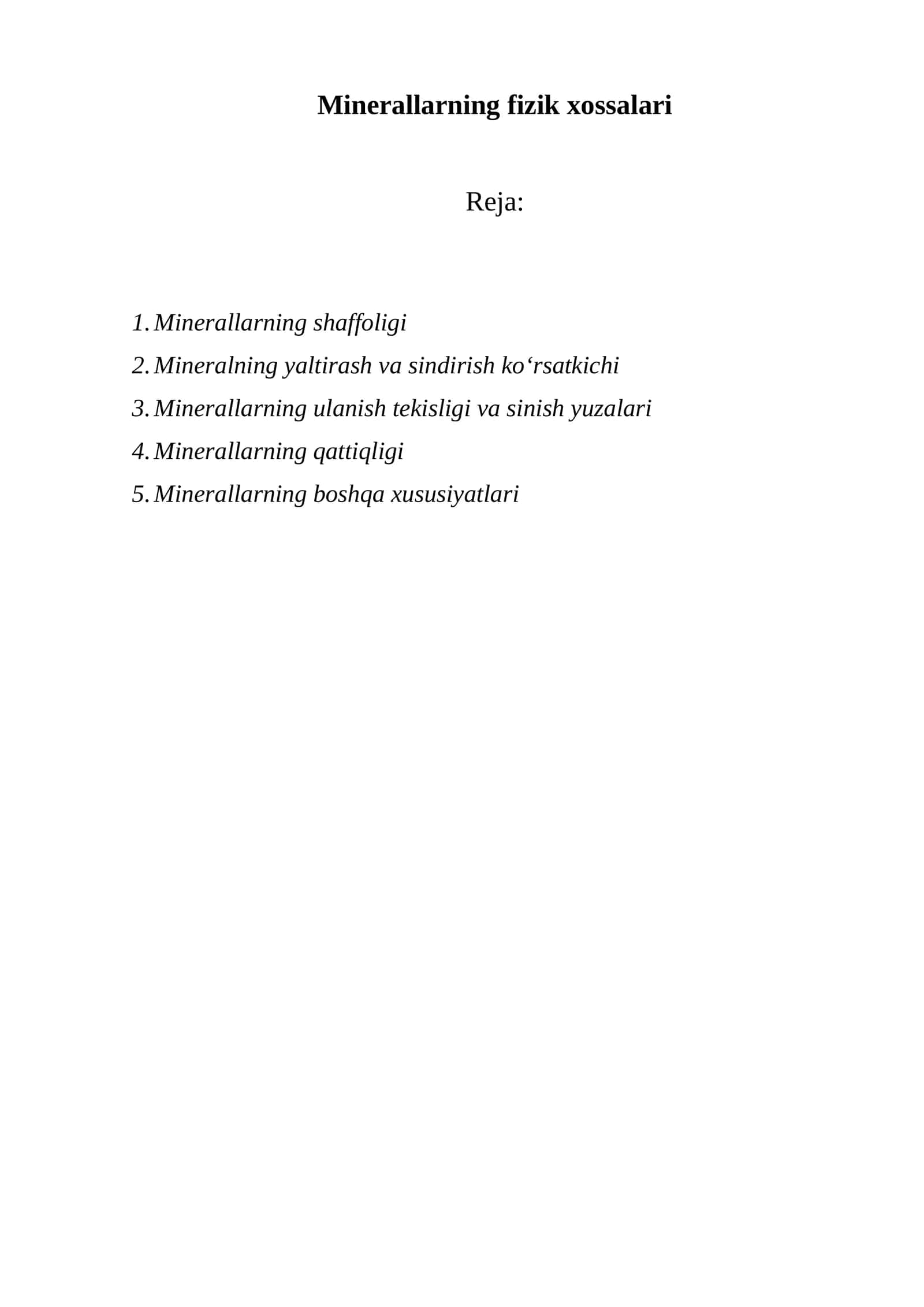 Minerallarning fizik xossalari 1