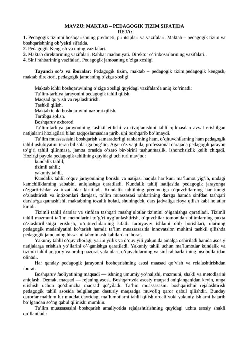 MAKBAT - PEDAGOGIK TIZIM SIFATIDA 1