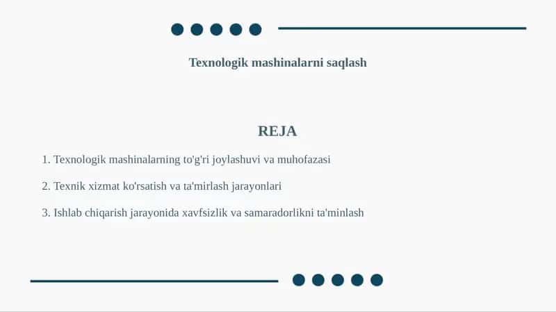 Texnologik mashinalarni saqlash 1