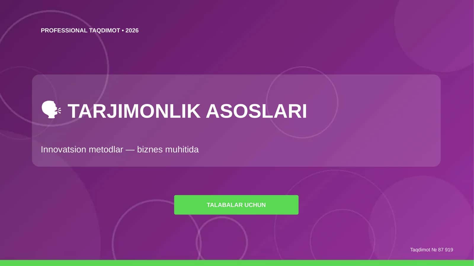 TARJIMONLIK ASOSLARI 1