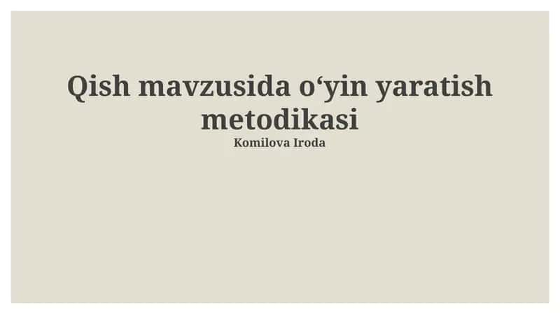 Qish mavzusida oʻyin yaratish metodikasi 1