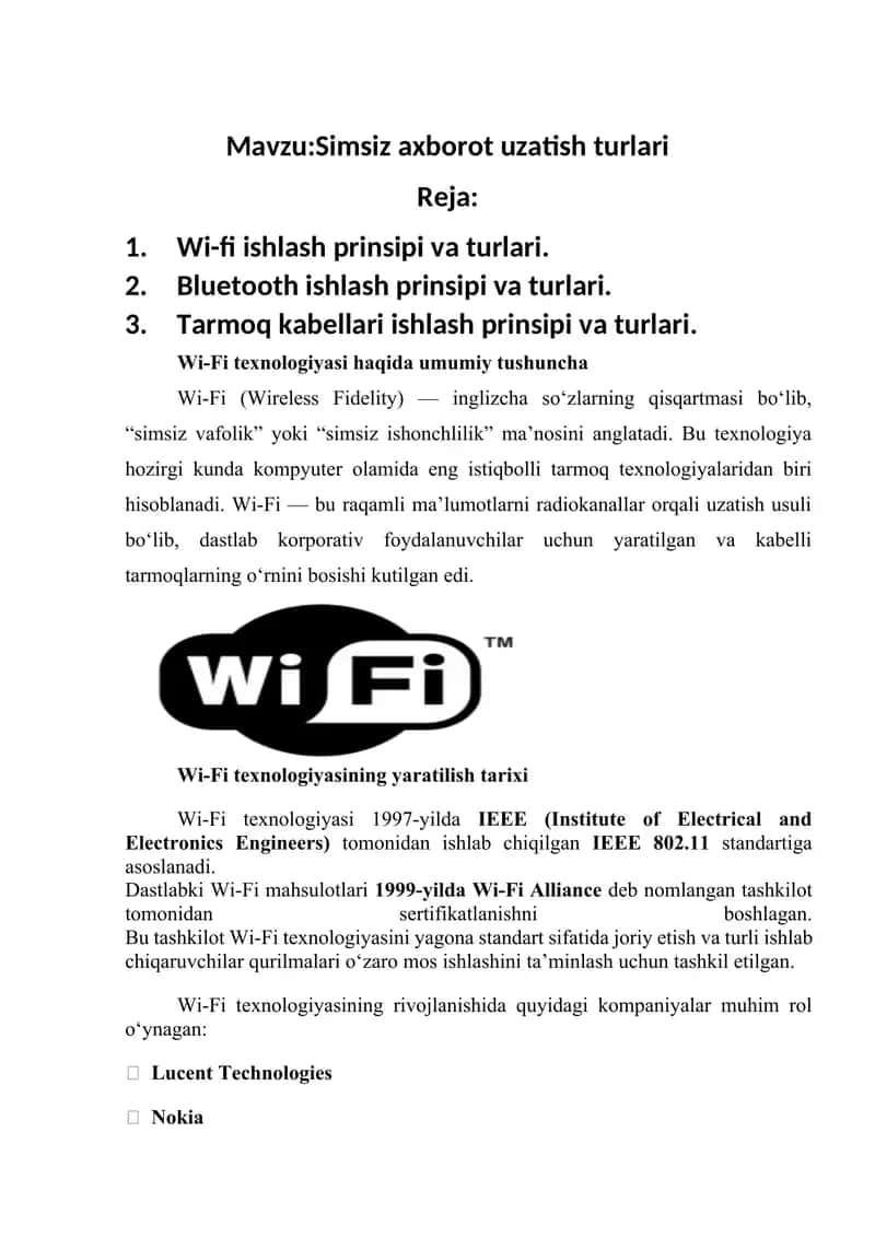 Wi-Fi texnologiyasi 1