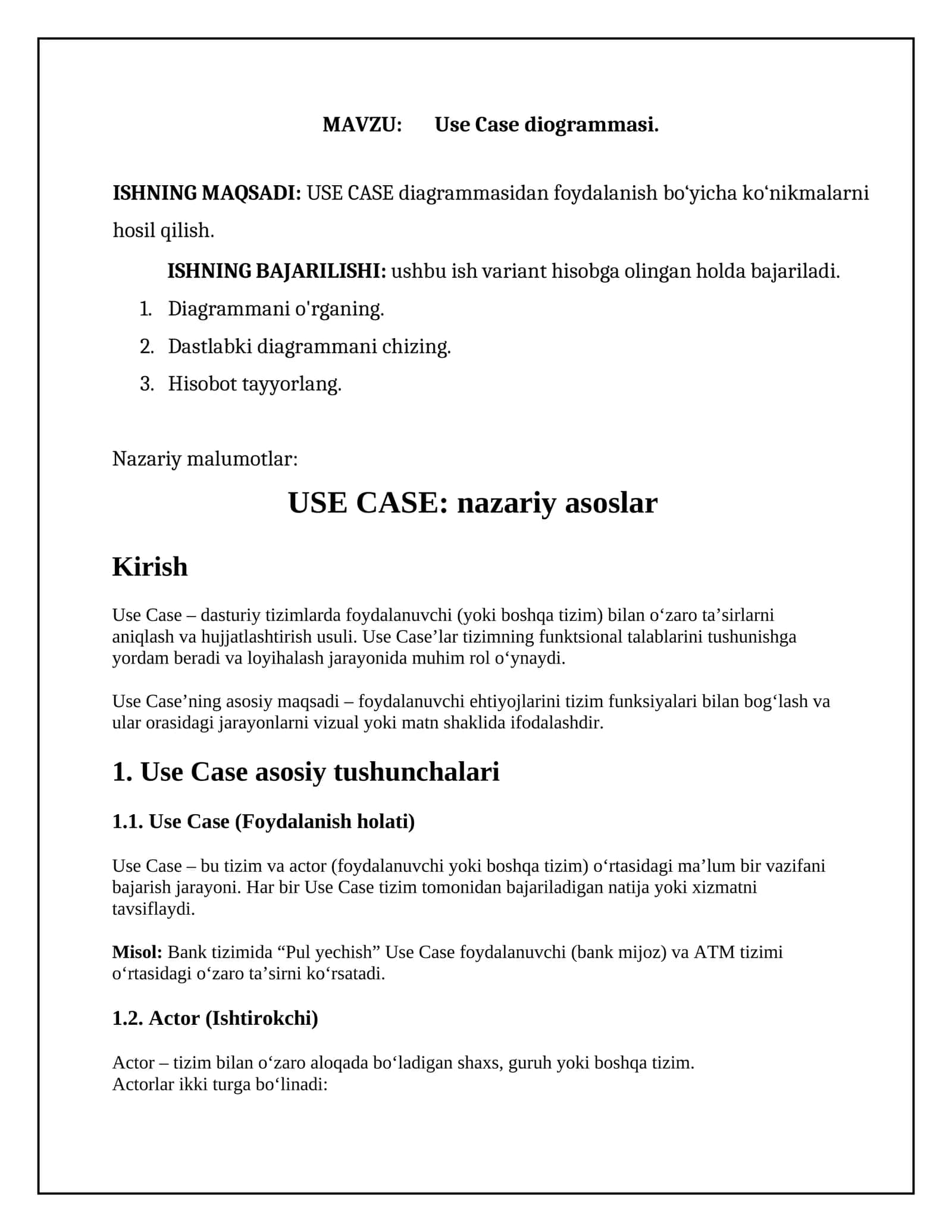 Use Case diogrammasi 1