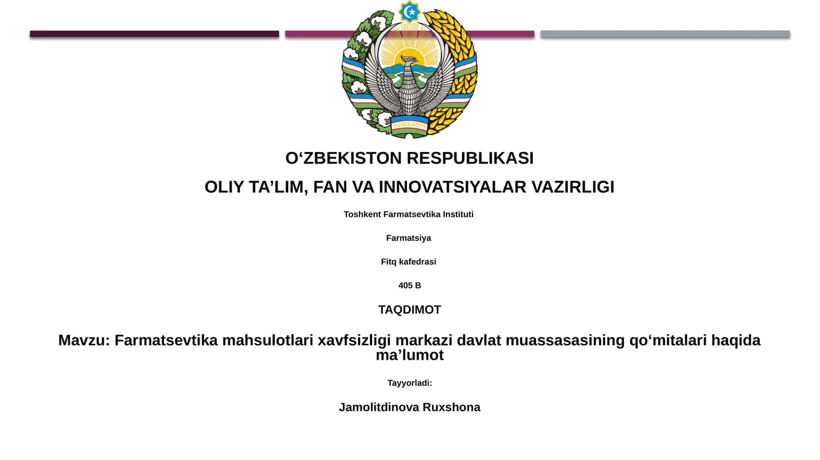 Farmatsevtika mahsulotlari xavfsizligi markazi davlat muassasasining qo‘mitalari haqida ma’lumot 1