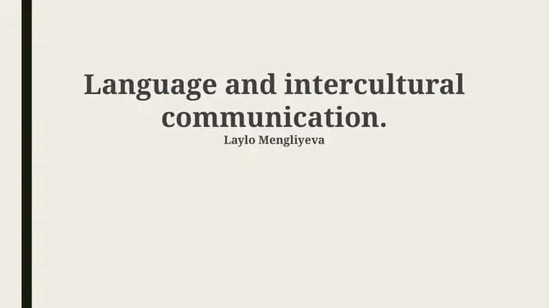 Language and Intercultural Communication 1
