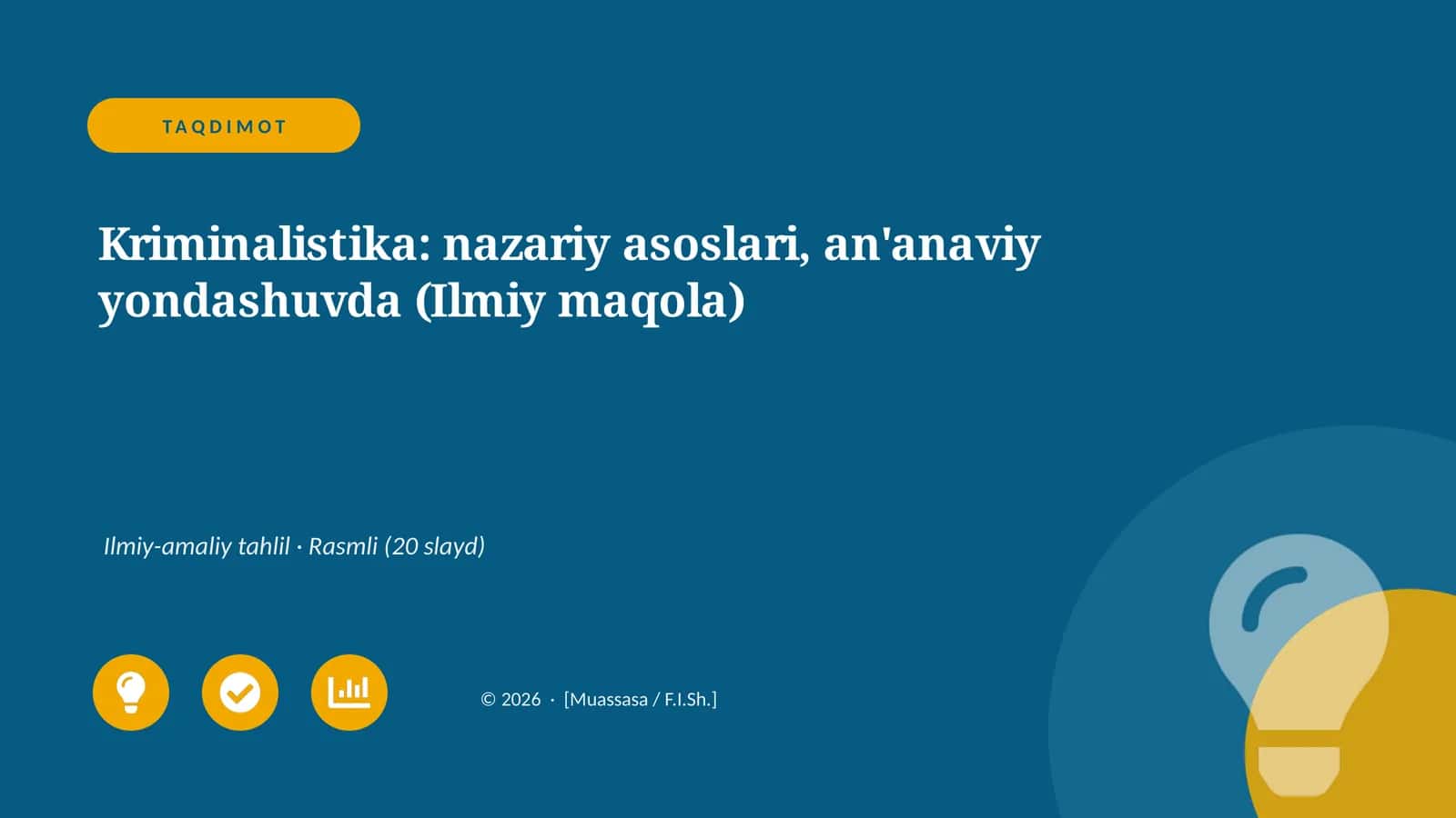 Kriminalistika: nazariy asoslari, an'anaviy yondashuvda (Ilmiy maqola) 1