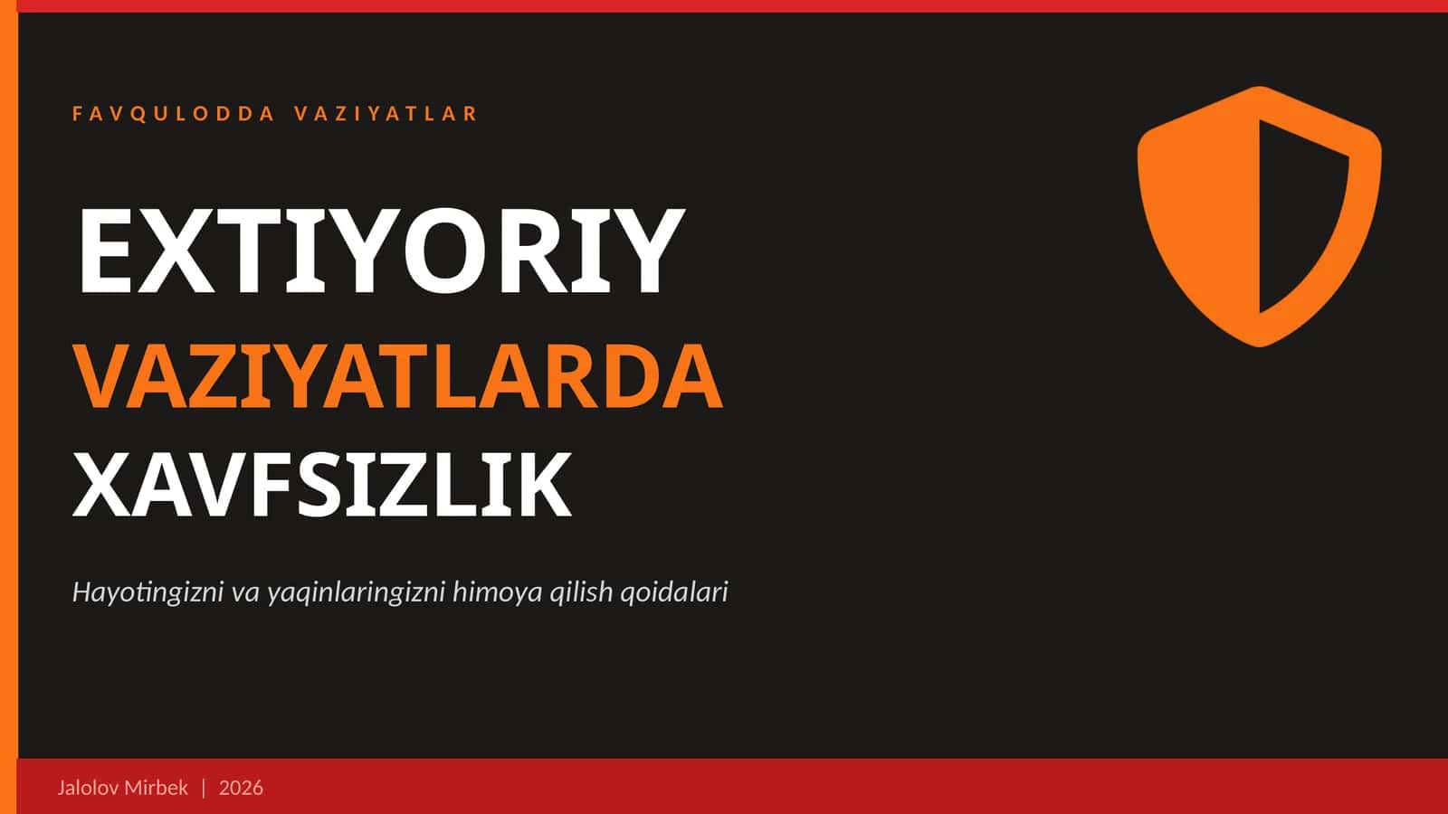 EXTIYORIY FAVQULOTDA VAZIYAT NIMA? 1