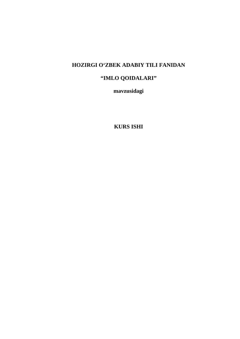 O‘ZBEK ADABIY TILI FANIDAN “IMLO QOIDALARI” 1