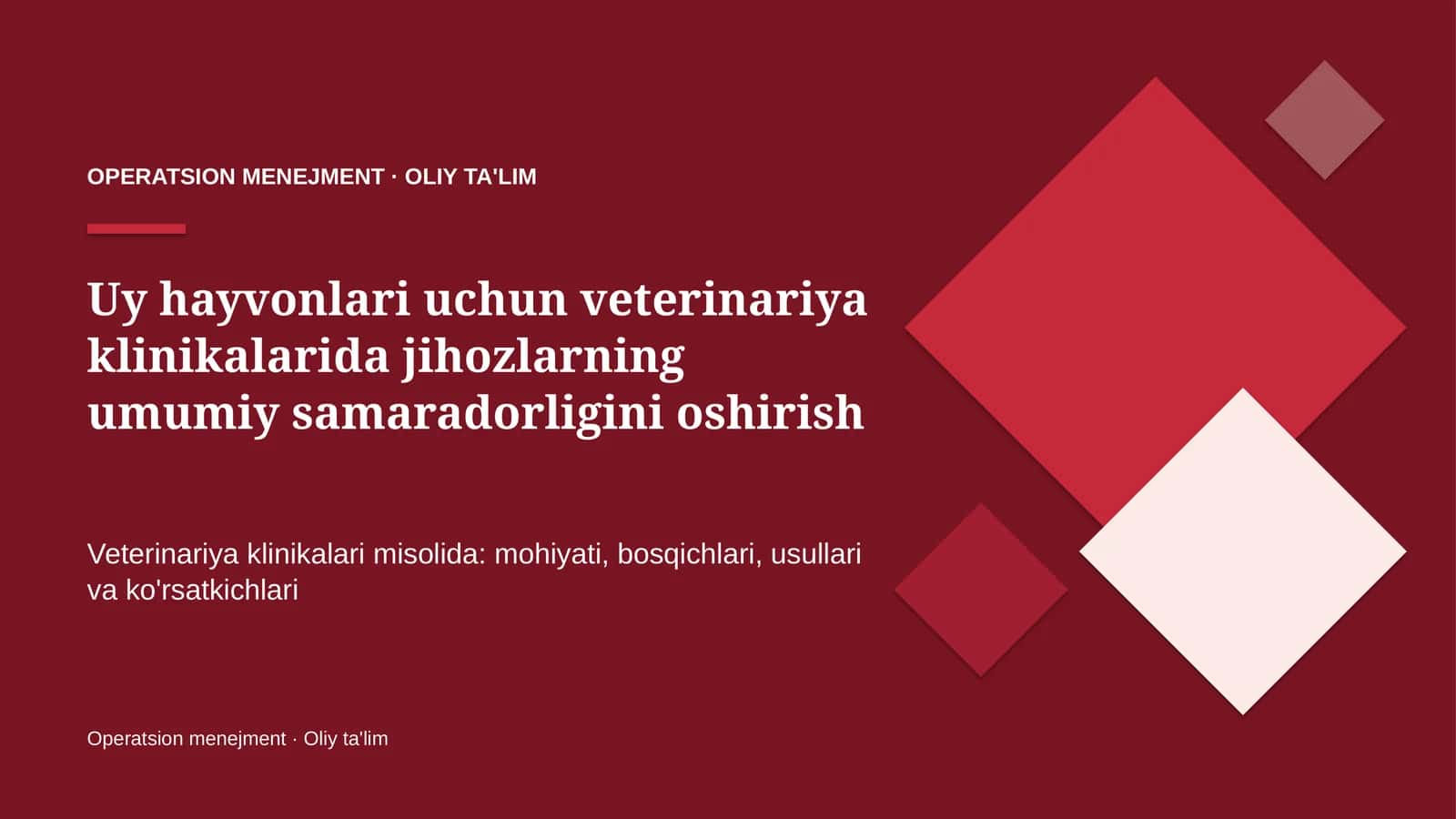 uy hayvonlari uchun veterinariya klinikalarida jihozlarning umumiy samaradorligini oshirish 4529 1