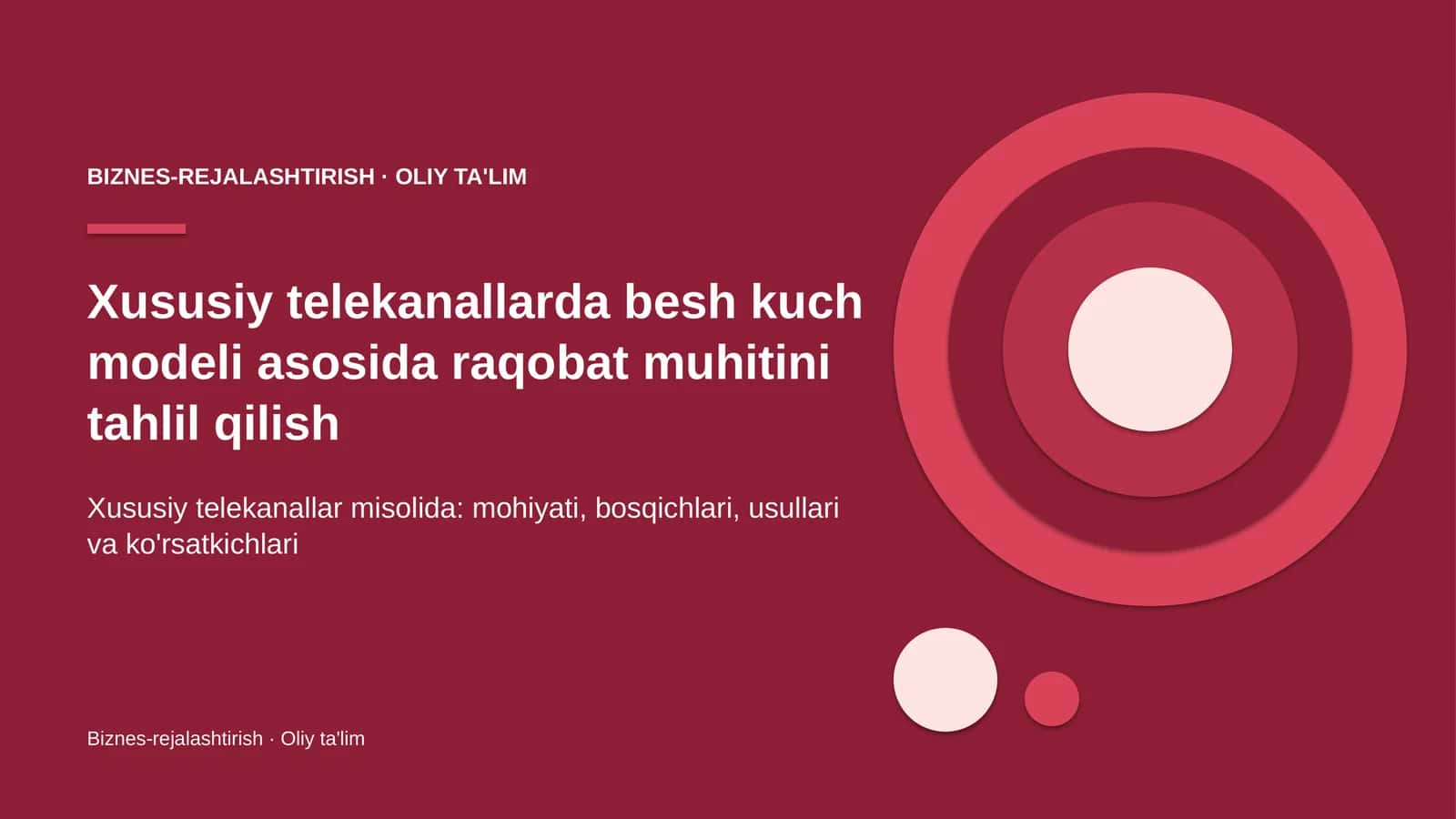 Xususiy telekanallarda besh kuch modeli asosida raqobat muhitini tahlil qilish 1
