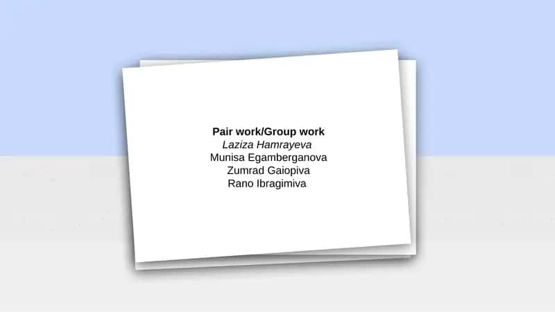Pair work/Group work 1