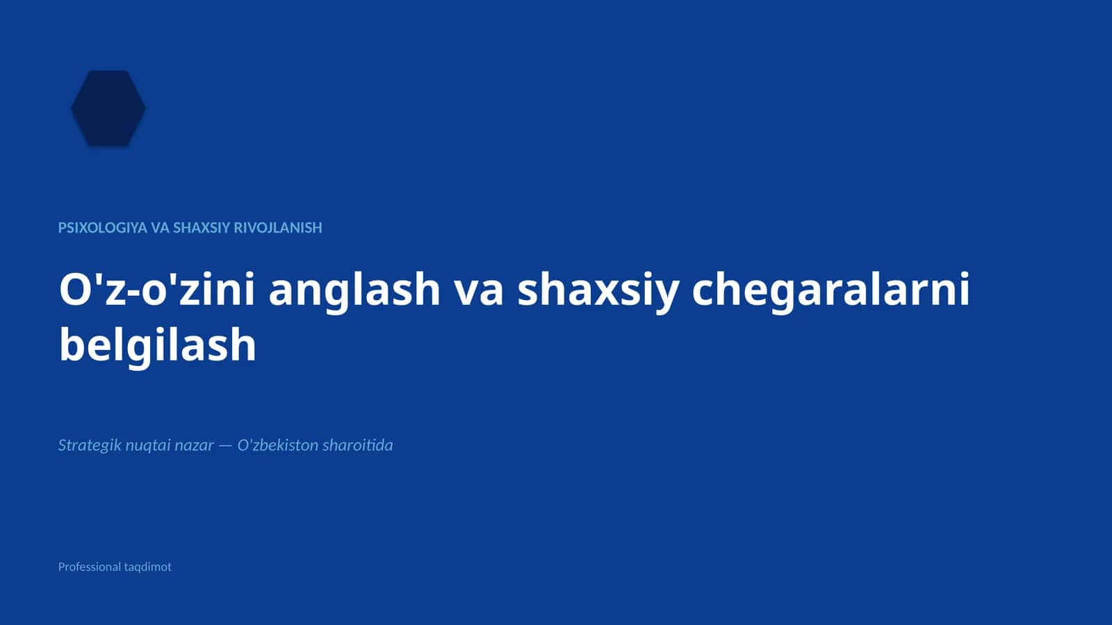 Psixologiya va shaxsiy rivojlanish 1
