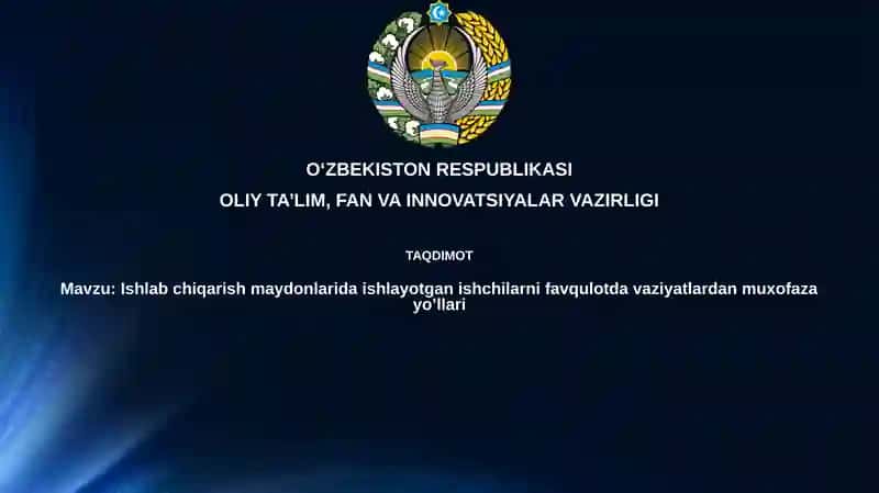 Ishlabchiqarish maydonlarida ishlayotgan ishchilarni favqulot davaziyatlardan muxofaza yo'llari 1