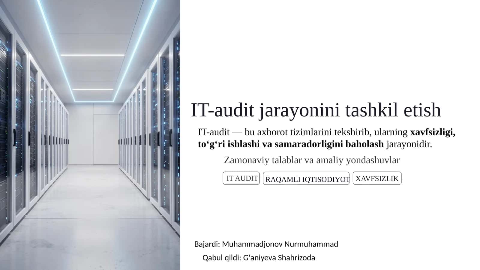 IT-audit jarayonini tashkil etish 1