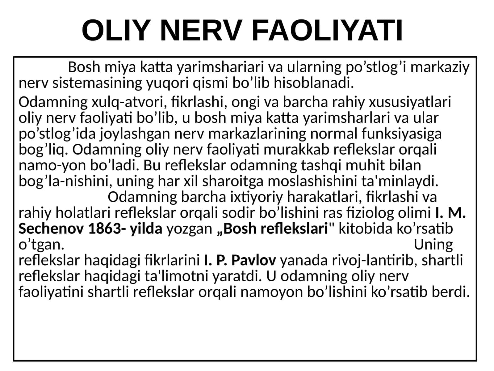 OLIY NERV FAOLIYATI 1