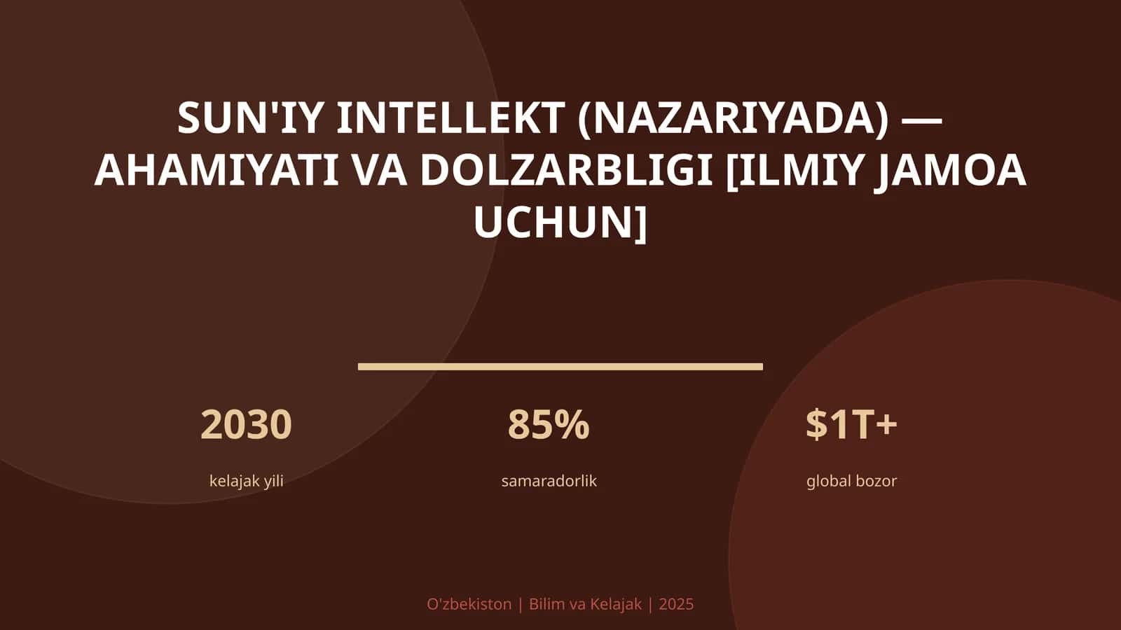 Sun'iy intellekt (nazariyada) — ahamiyati va dolzarbligi [ilmiy jamoa uchun] 1
