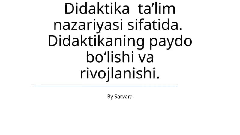 Didaktika Ta'lim Nazariyasi 1