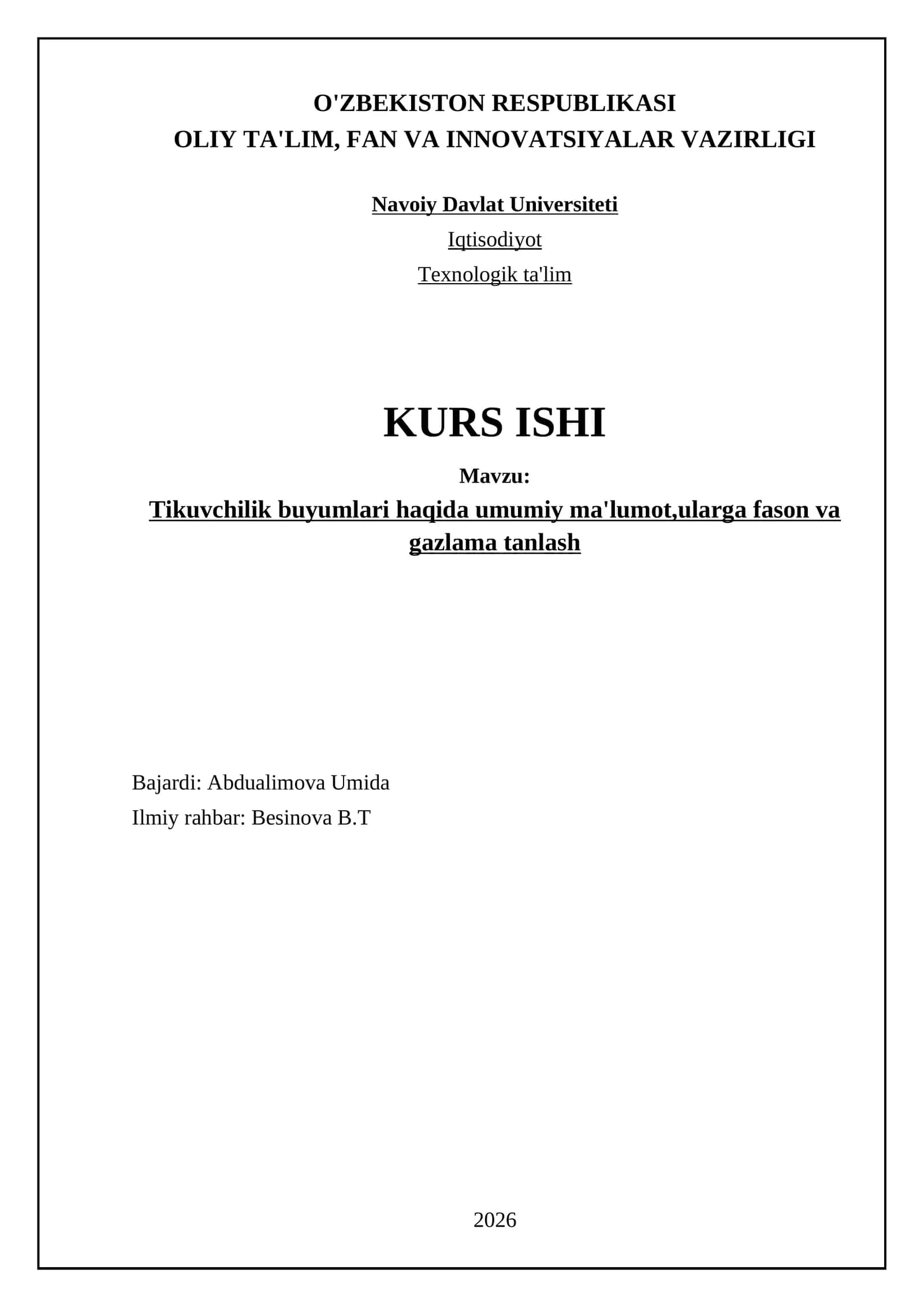 Tikuvchilik buyumlari haqida umumiy ma'lumot,ularga fason va gazlama tanlash 1