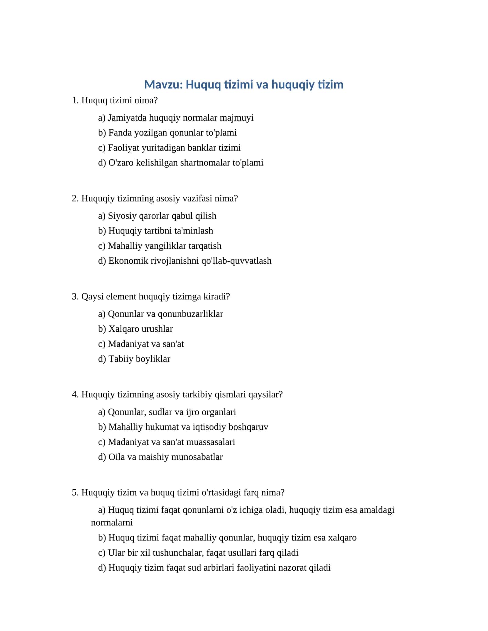 Huquq tizimi va huquqiy tizim 1