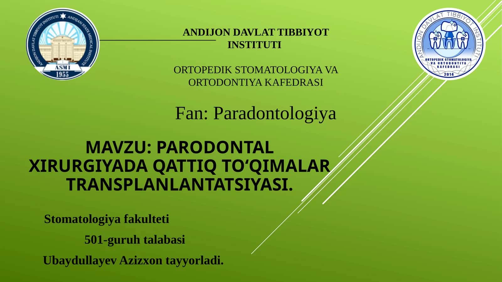 Parodontal xirurgiyada qattiq to'qimalar transplantatsiyasi 1