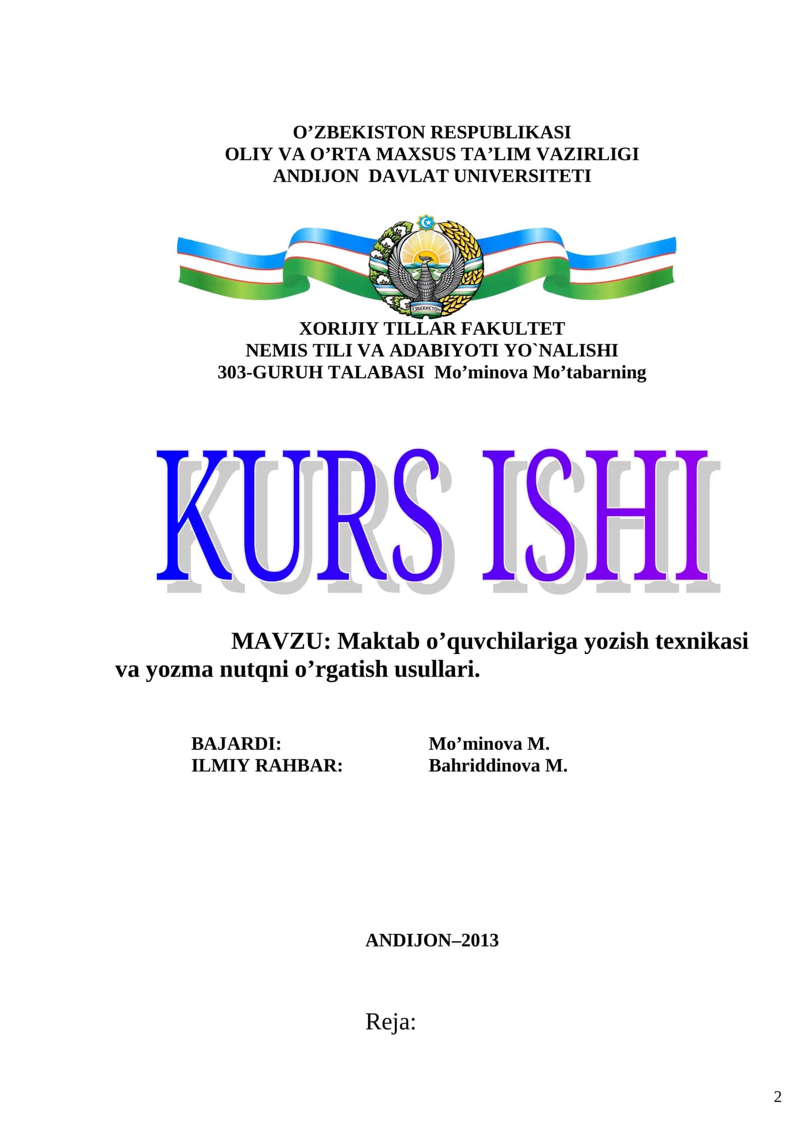 Maktab o’quvchilariga yozish texnikasi va yozma nutqni o’rgatish usullari 1