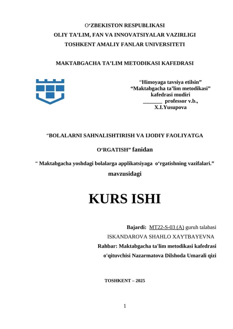 Maktabgacha yoshdagi bolalarga applikatsiyaga o‘rgatishning vazifalari 1