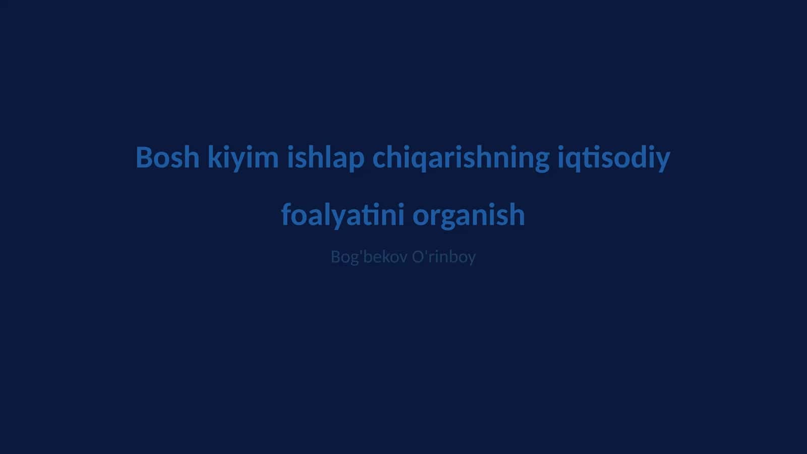Bosh kiyim ishlap chiqarishning iqtisodiy foalyatini organish 1