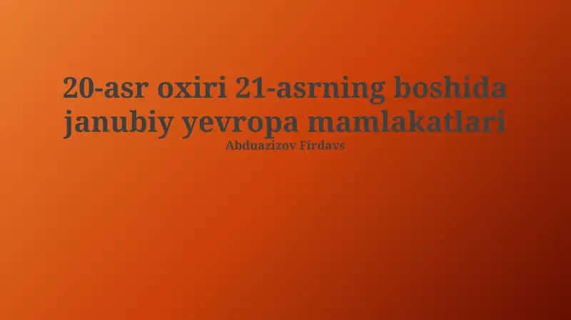Evropa Ittifoqi va Janubiy Yevropa mamlakatlari 1