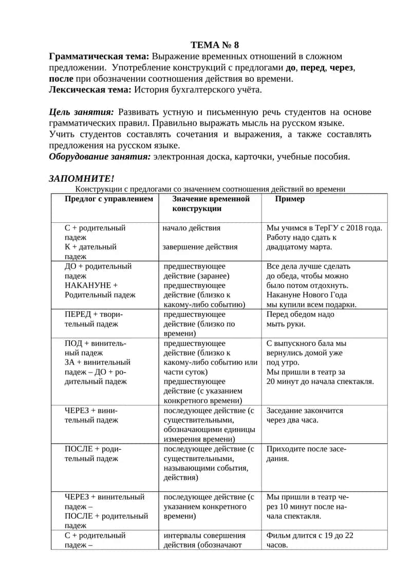 Выражение временных отношений в сложном предложении 1