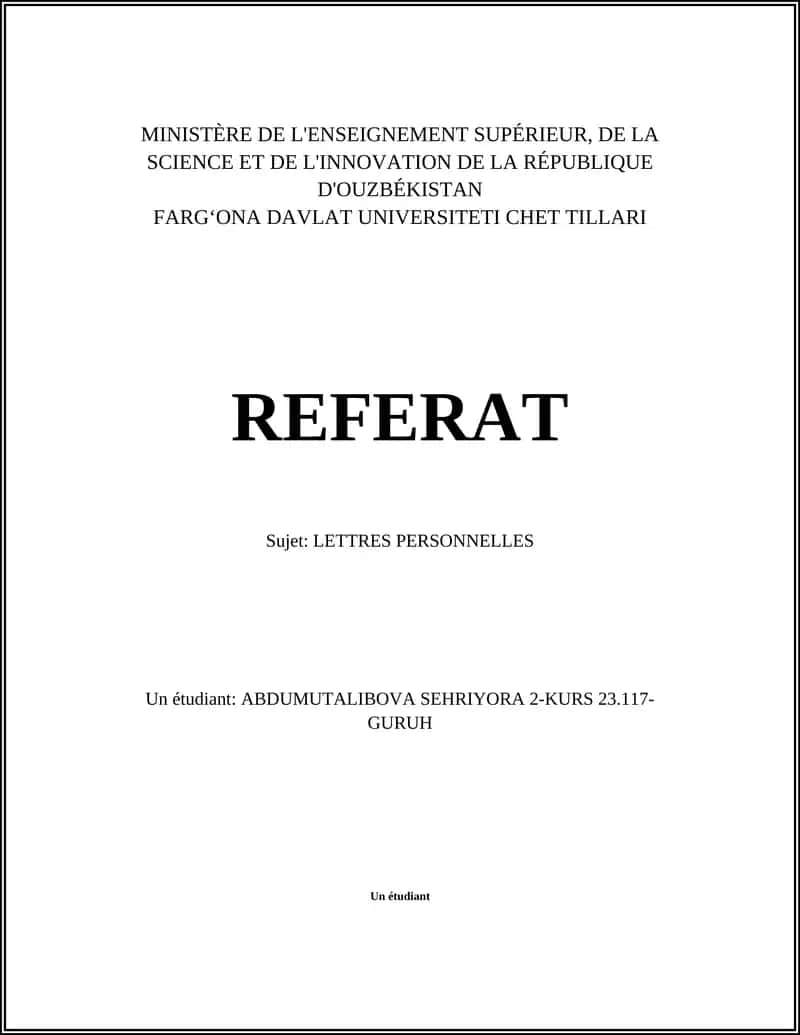 Lettres Personnelles 1