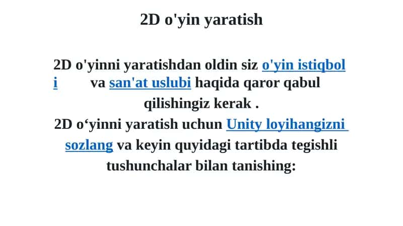 2D o'yin yaratish 1