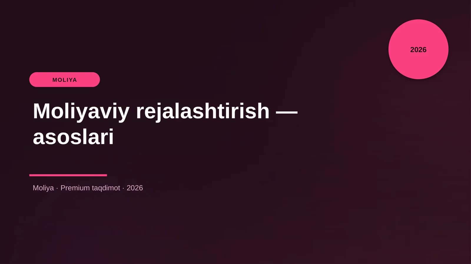 Moliyaviy rejalashtirish — asoslari 1