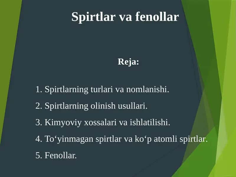 Spirtlar va Fenollar 1