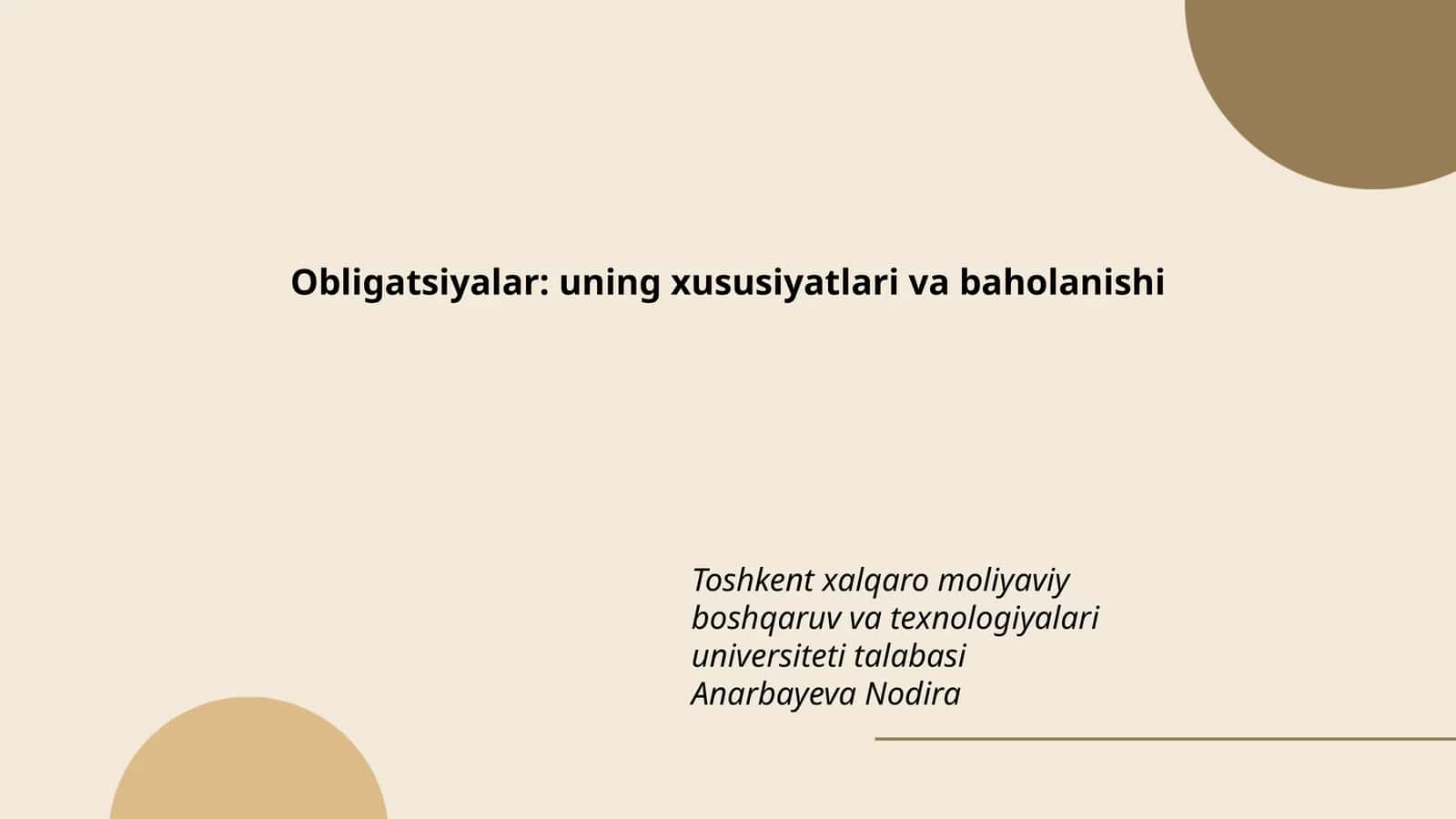Obligatsiyalar: uning xususiyatlari va baholanishi 1