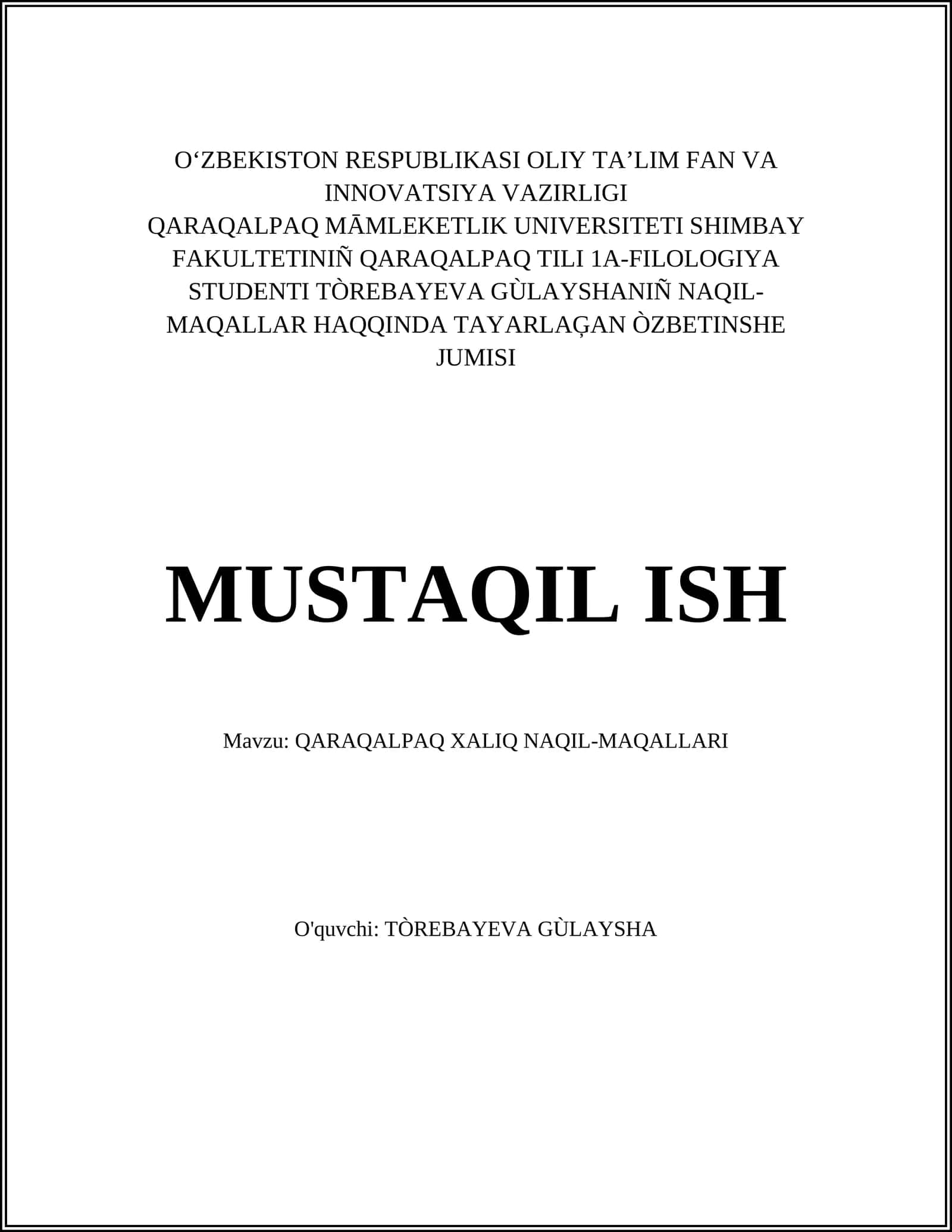 QARAQALPAQ XALIQ NAQIL-MAQALLARI 1