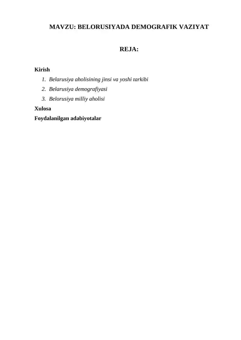 BELORUSIYADA DEMOGRAFIK VAZIYAT 1