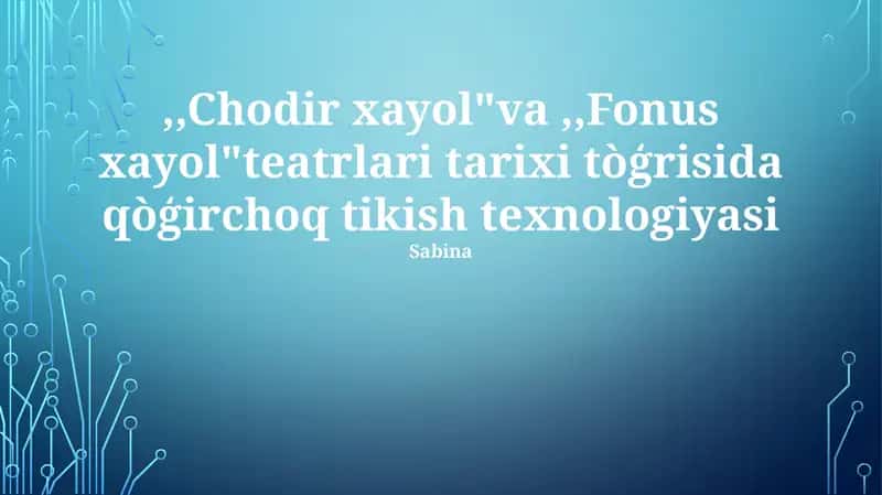 Chodir xayol 1
