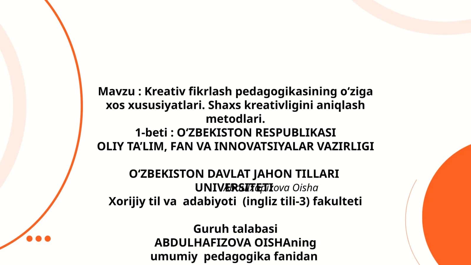 Kreativ fikrlash pedagogikasi 1