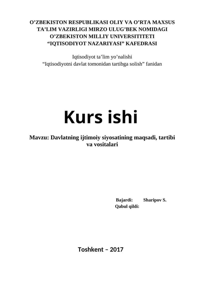 Iqtisodiyotni davlat tomonidan tartibga solish 1