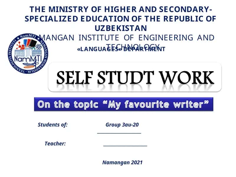 MY FAVOURITE WRITER 1