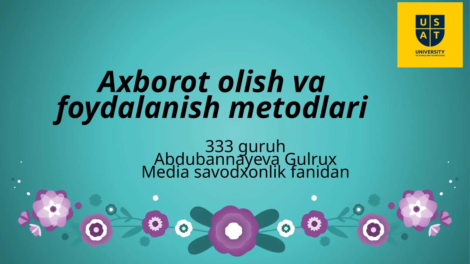 Axborotolish va foydalanish metodlari 1