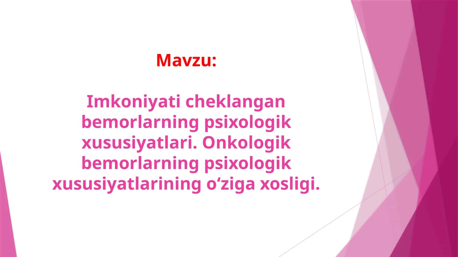 Imkoniyati cheklangan bemorlarning psixologik xususiyatlari 1