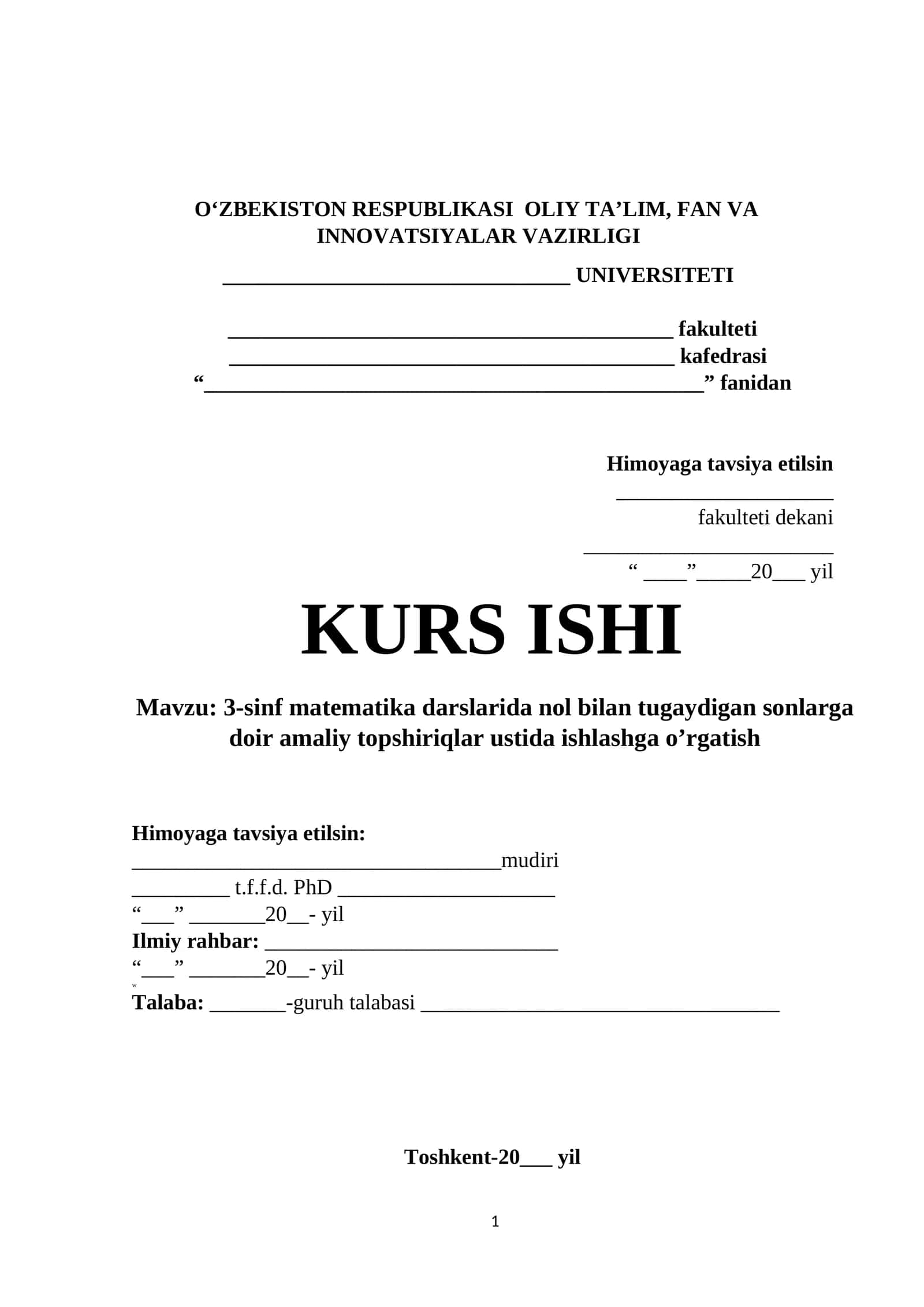 3-sinf matematika darslarida nol bilan tugaydigan sonlarga doir amaliy topshiriqlar ustida ishlashga o’rgatish 1