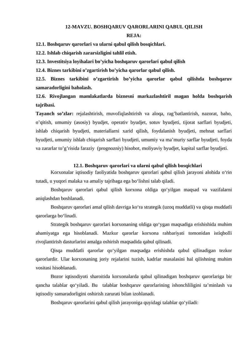 BOSHQARUV QARORLARINI QABUL QILISH 1