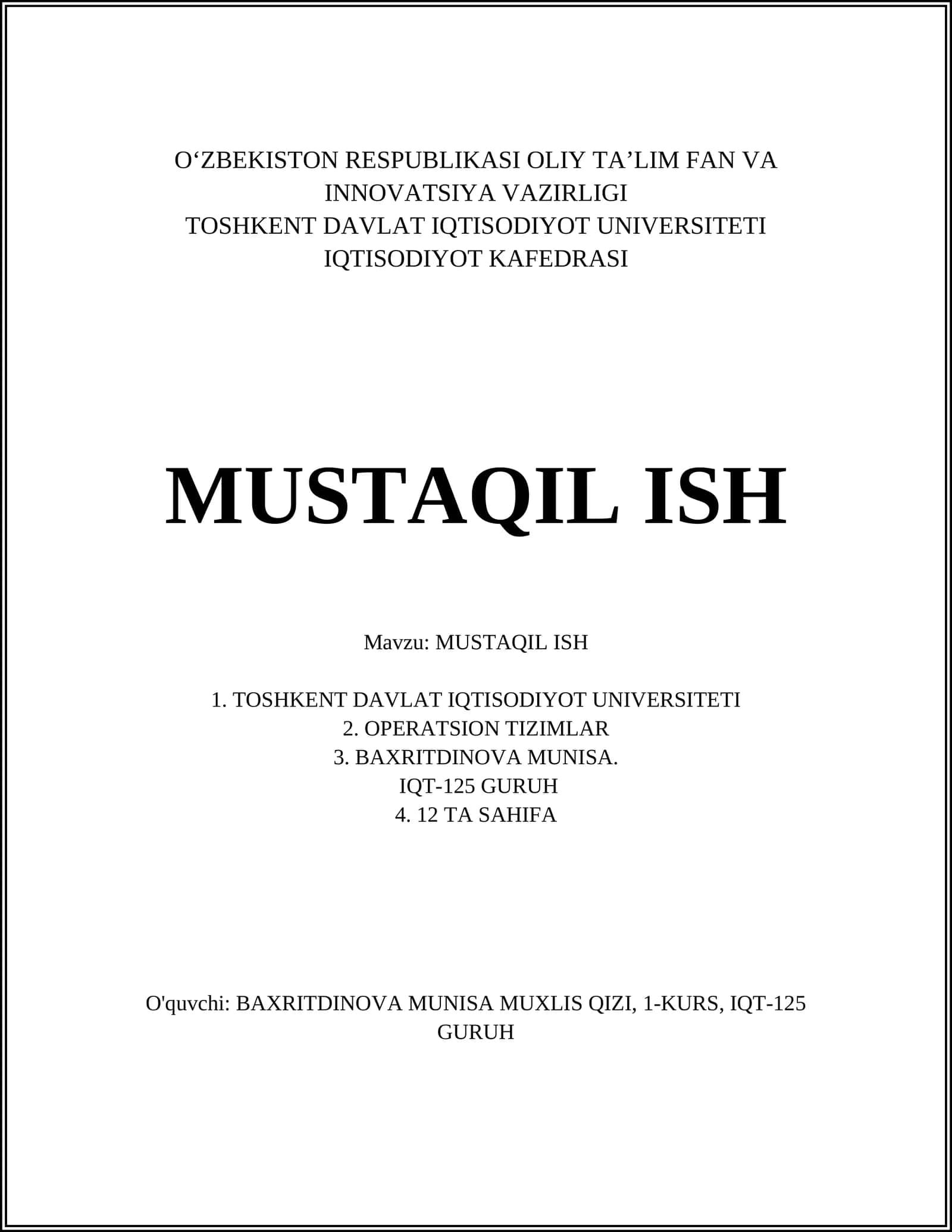 Operatsion tizimlar 1
